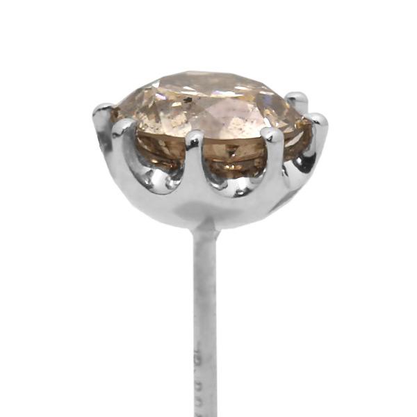 照り◎ Pt900ダイヤモンド0.5ct 片耳ピアス　一粒ピアス ブラウン系 照り◎ Pt900ダイヤモンド0.5ct 片耳ピアス 一粒ピアス ブラウン系