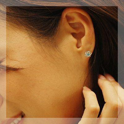 ブルートパーズ アクアマリン フラワーデザインピアス PT900 K18 K10対応 誕生石 3月 11月の画像
