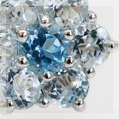 ブルートパーズ アクアマリン フラワーデザインピアス PT900 K18 K10対応 誕生石 3月 11月の画像