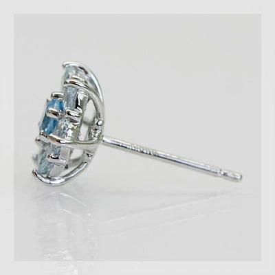 ブルートパーズ アクアマリン フラワーデザインピアス PT900 K18 K10対応 誕生石 3月 11月の画像