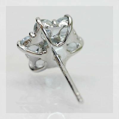 ブルートパーズ アクアマリン フラワーデザインピアス PT900 K18 K10対応 誕生石 3月 11月の画像