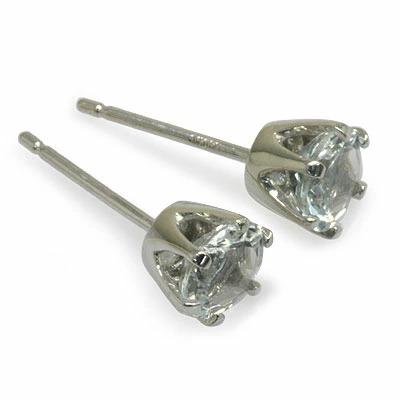 迫力の透明感 5mm アクアマリン ティファニー セッティング ピアス 