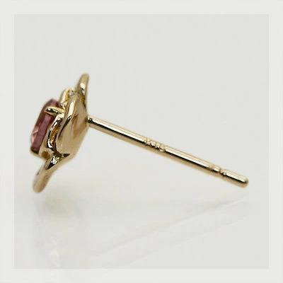 ラブリーローズ 濃いピンクトルマリン ピアス PT900 K18 K10対応 誕生石 10月 春色ピンクの画像