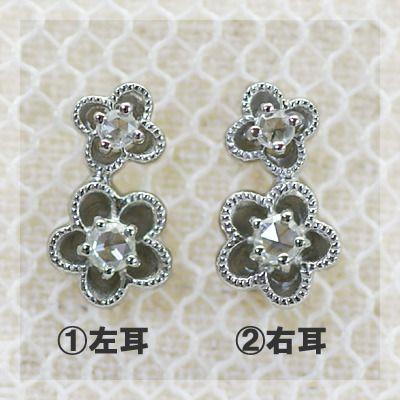 P10倍 フラワーガーデン ローズカットダイヤモンド ピアス PT900 K18  