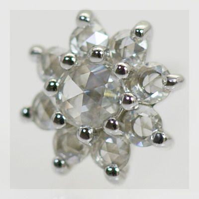 ローズカットダイヤモンド フラワー ピアス PT900 K18 K10対応 誕生石 4月の画像