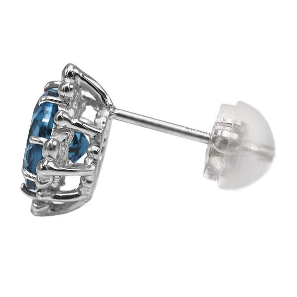 上品 クラシカル 6mm ロンドンブルートパーズ ピアス 1ペア PT900 K18