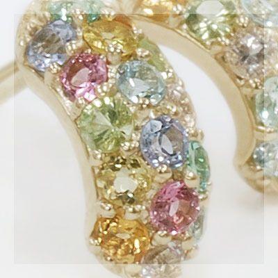 アルルカン マルチカラーパヴェピアス シャーベット  PT900 K18 K10対応の画像