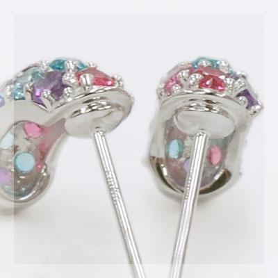 アルルカン マルチカラーパヴェ ピアス モナコ  PT900 K18 K10対応の画像