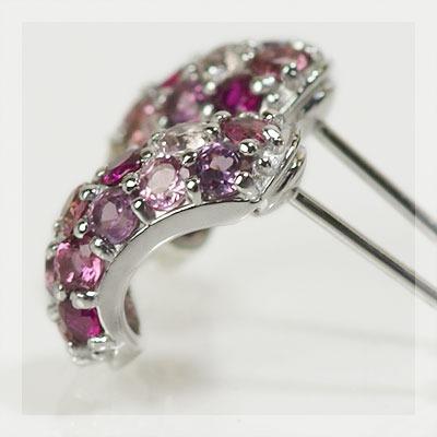アルルカン マルチカラー パヴェ ピアス ボルドー  PT900 K18 K10対応  春色ピンクの画像