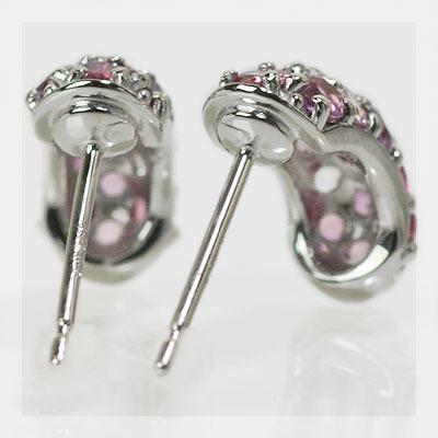 アルルカン マルチカラー パヴェ ピアス ボルドー  PT900 K18 K10対応  春色ピンクの画像