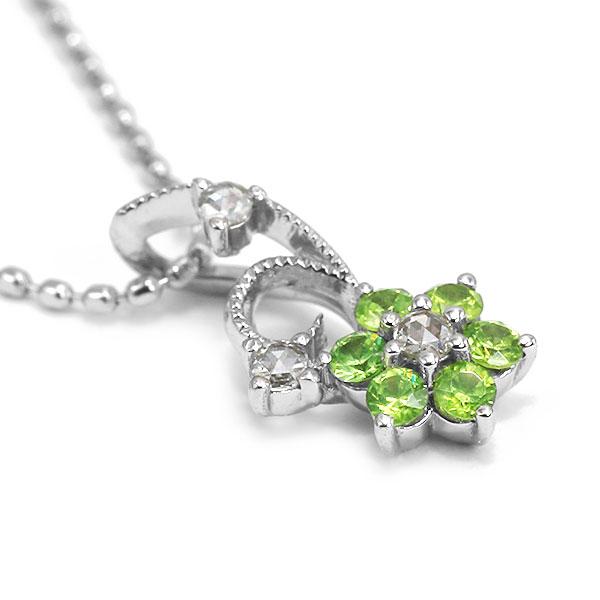 レディ−ス ペンダント  Luculia ロシア産 デマントイドガーネット ローズカットダイヤ ペンダントトップ PT900 K18 K10対応の画像