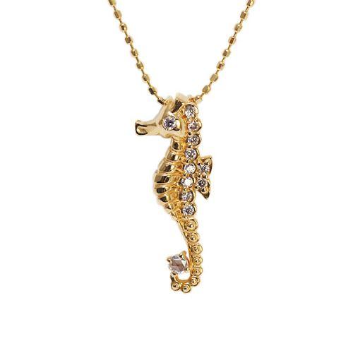 ローズカットダイヤモンド ダイヤモンド ペンダントトップ タツノオトシゴ 誕生石 4月 PT900 K18 K10対応
