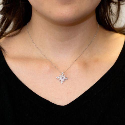 エドワーディアンの煌めき ローズカットダイヤモンドｘダイヤモンド ペンダントトップ PT900 K18 K10対応  誕生石 4月の画像