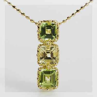 ペリドット レモンクォーツ オープンワーク ペンダントトップ PT900 K18 K10対応の画像