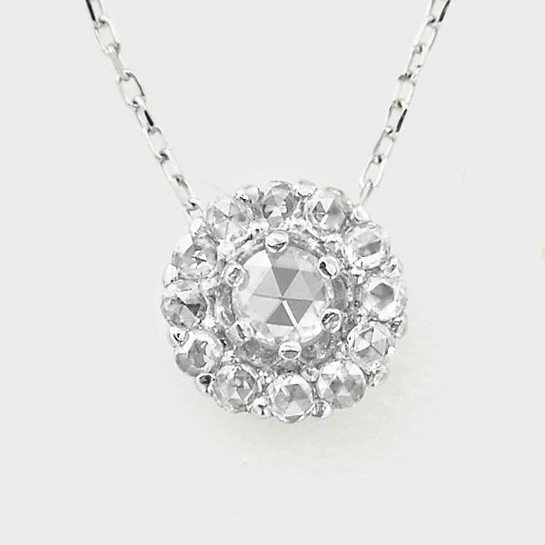 ローズカットダイヤモンド ペンダント ファム （チェーン付き）  PT900 K18 K10対応 誕生石 4月の画像