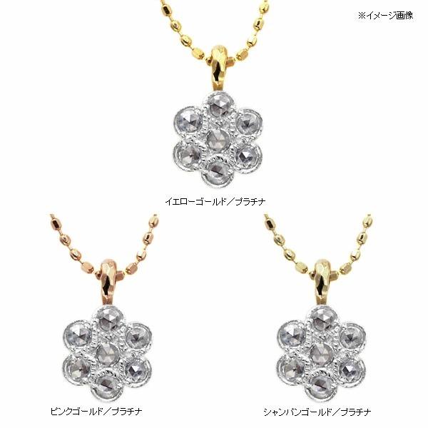 PT900　コンビ　ローズカットダイヤ カメリア ペンダントトップ　PT900とK18／K10コンビ 誕生石 4月の画像