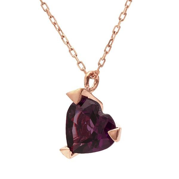ロードライトガーネット ハート ペンダント トリア チェーン付 誕生石 1月 PT900 K18 K10対応の画像