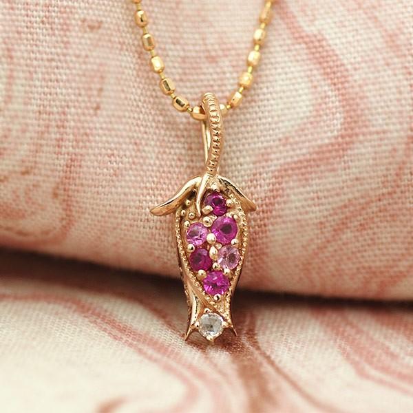 薔薇のつぼみ ピンクカラーストーン ローズカットダイヤモンドペンダントトップ PT900 K18 K10対応 誕生石 4月 春色ピンク