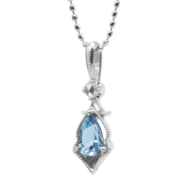 サンタマリアカラーアクアマリン ローズカットダイヤペンダントトップ