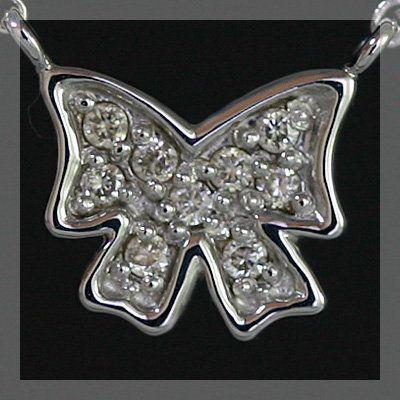 ハッピーモティーフ 幸せ結んで リボンのダイヤモンドペンダント ネックレス PT900 K18 K10対応 誕生石 4月の画像