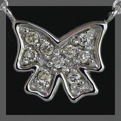 ハッピーモティーフ 幸せ結んで リボンのダイヤモンドペンダント ネックレス PT900 K18 K10対応 誕生石 4月の画像