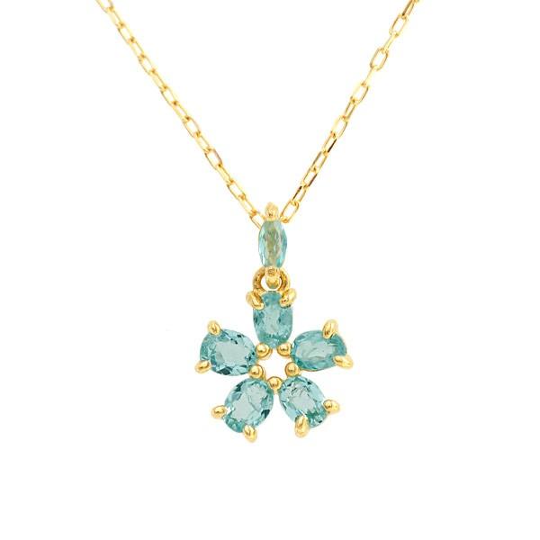 数量限定 スプラッシュ・フラワー パライバトルマリン ペンダントネックレス   PT900 K18 K10対応 誕生石 10月の画像