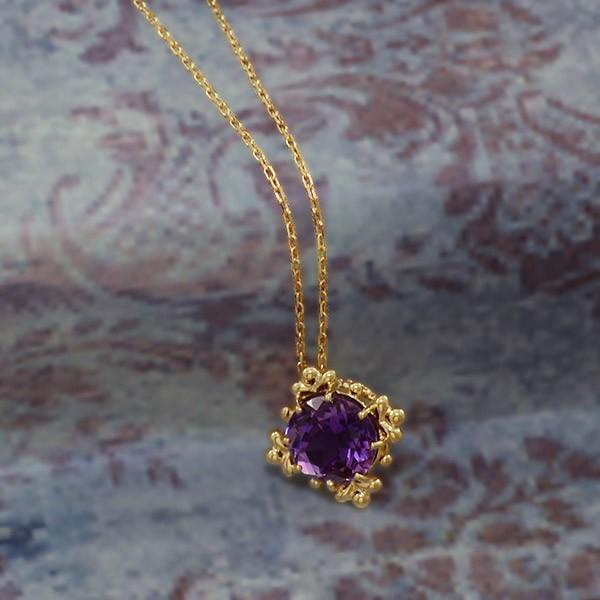 クーポン登場 6mm アメシスト ペンダントトップ リリー PT900 K18 K10対応 誕生石 2月