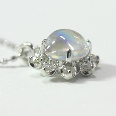 ラブラドライト ローズカットダイヤモンド ペンダント チェーン付　PT900 K18 K10対応の画像