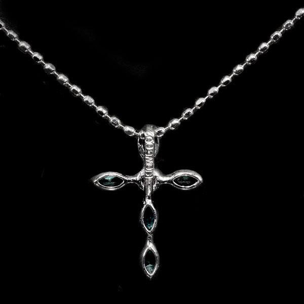 P10％ パライバトルマリン ピンクダイヤモンド クロス ペンダント