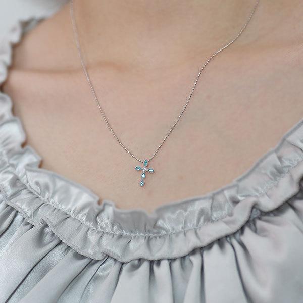 P10％ パライバトルマリン ピンクダイヤモンド クロス ペンダント