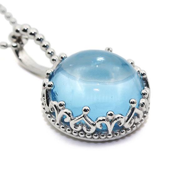 ネックレス ブルートパーズ カボション ペンダントトップ ハート