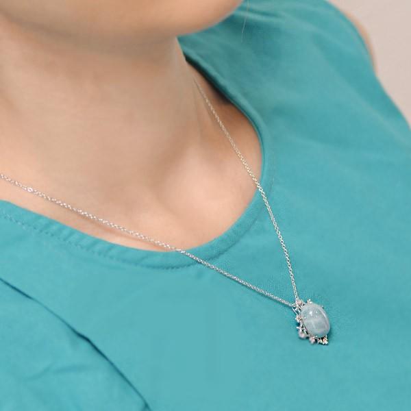 レディース ネックレス ペンダント ミルキーアクアマリンペンダント