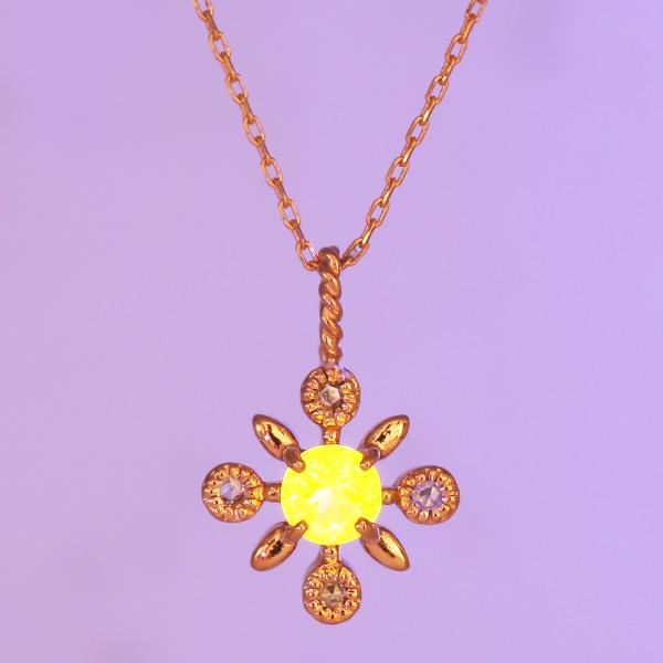 UV蛍光 スカポライト ローズカットダイヤ ペンダントトップ リフレクション PT900 K18 K10対応 | 