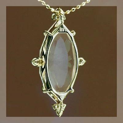 リーフエレガンス ローズクォーツ ローズカットダイヤペンダントトップ チェーン無し 誕生石 4月 春色ピンク　PT900 K18 K10対応の画像