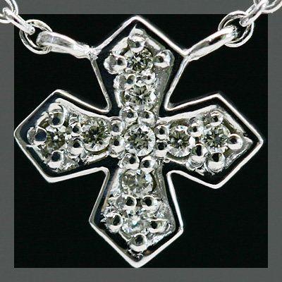 願いを込めて☆ダイヤモンドクロスペンダント チェーン付き 誕生石 4月　PT900 K18 K10対応の画像