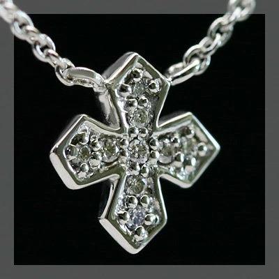 願いを込めて☆ダイヤモンドクロスペンダント チェーン付き 誕生石 4月　PT900 K18 K10対応の画像