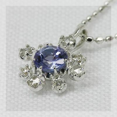 きれいなタンザナイト ローズカットダイヤモンドフラワーデザインペンダントトップ PT900 K18 K10対応 誕生石 4月 12月の画像