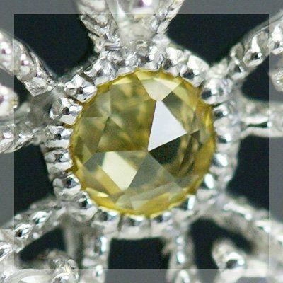 イエローサファイア ローズカットダイヤフラワーペンダントトップ チェーン無し PT900 K18 K10対応 誕生石 4月 9月_2