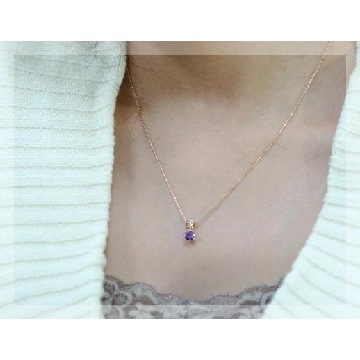 クーポン登場 ５ミリアメシスト&rsquo;バフトップ&rsquo;デコラティブペンダント トップ PT900 K18 K10対応 誕生石 2月