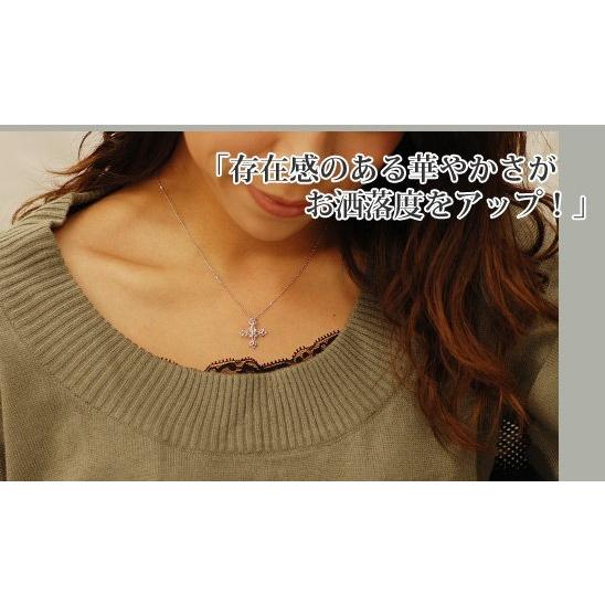 ハッピーモティーフ  レーシークロス”ローズカット ダイヤモンド ペンダントトップ チェーン無し 誕生石 4月 PT900 K18 K10対応の画像