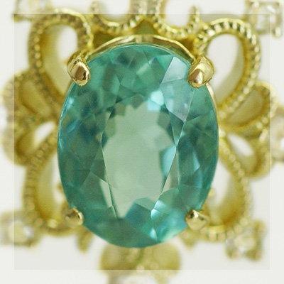 オルラーレ アパタイト ローズカットダイヤモンド ペンダントトップ チェーン無し 誕生石 4月 PT900 K18 K10対応の画像