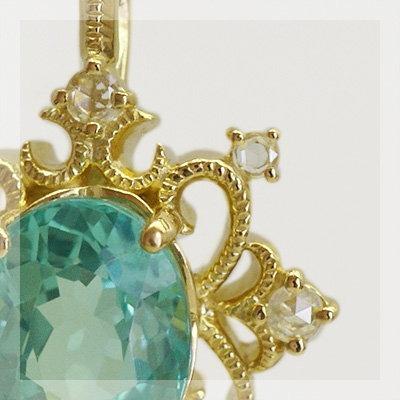 オルラーレ アパタイト ローズカットダイヤモンド ペンダントトップ チェーン無し 誕生石 4月 PT900 K18 K10対応の画像