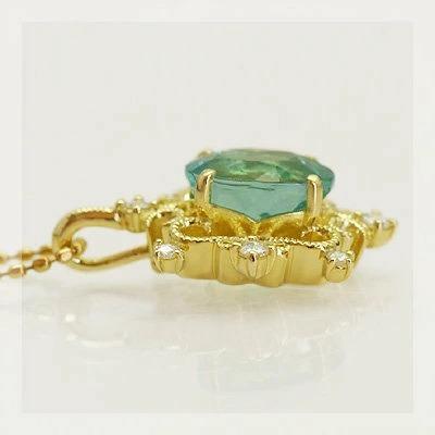 オルラーレ アパタイト ローズカットダイヤモンド ペンダントトップ チェーン無し 誕生石 4月 PT900 K18 K10対応の画像