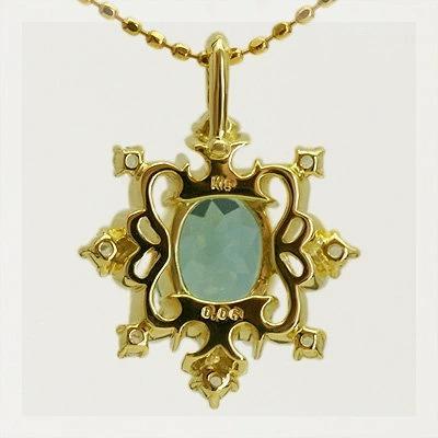 オルラーレ アパタイト ローズカットダイヤモンド ペンダントトップ チェーン無し 誕生石 4月 PT900 K18 K10対応の画像