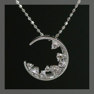 月モチーフローズカットダイヤペンダントトップ チェーン無し