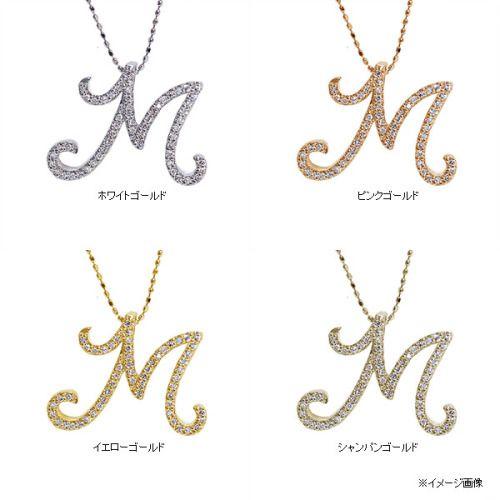 ダイヤモンドイニシャルペンダントトップ Ｍ” 誕生石 4月 PT900 K18 K10対応の画像