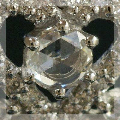 ローズカットダイヤモンドハートモチーフペンダントトップ チェーン無し 誕生石 4月 PT900 K18 K10対応の画像