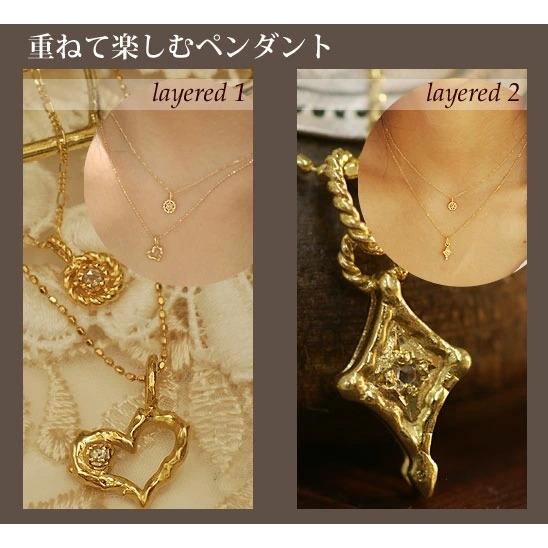 ローズカットダイヤペンダントチェーン付0.28mm角小豆45cmAJF 誕生石 4月 PT900 K18 K10対応の画像