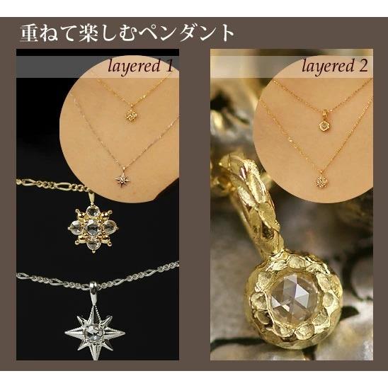 ローズカットダイヤモンド ペンダント チェーン付 チェーンが0.28mm角小豆45cmアジャスターフリー PT900 K18 K10対応  誕生石 4月の画像