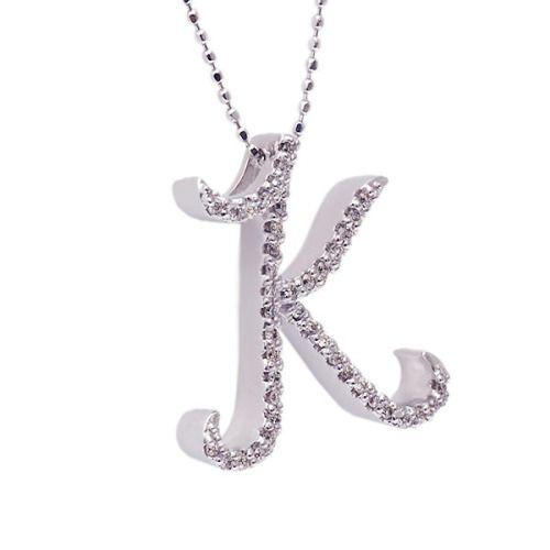 ダイヤモンドイニシャルペンダントトップ Ｋ　 誕生石 4月 PT900 K18 K10対応の画像